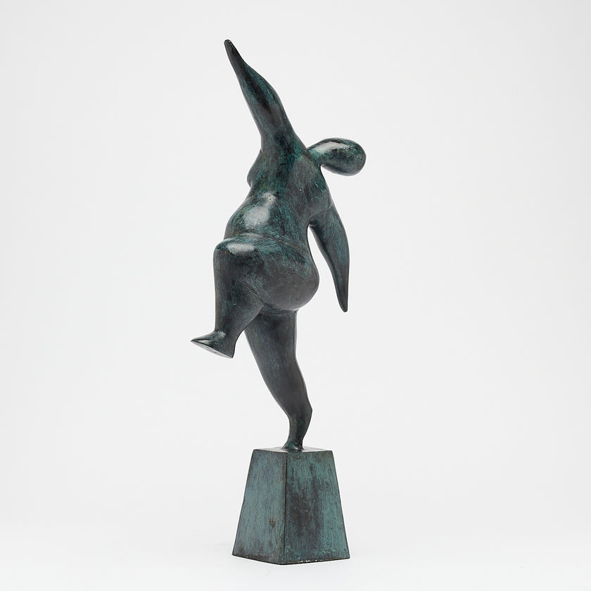Voluptuous Lady Stretching Patinated Bronze