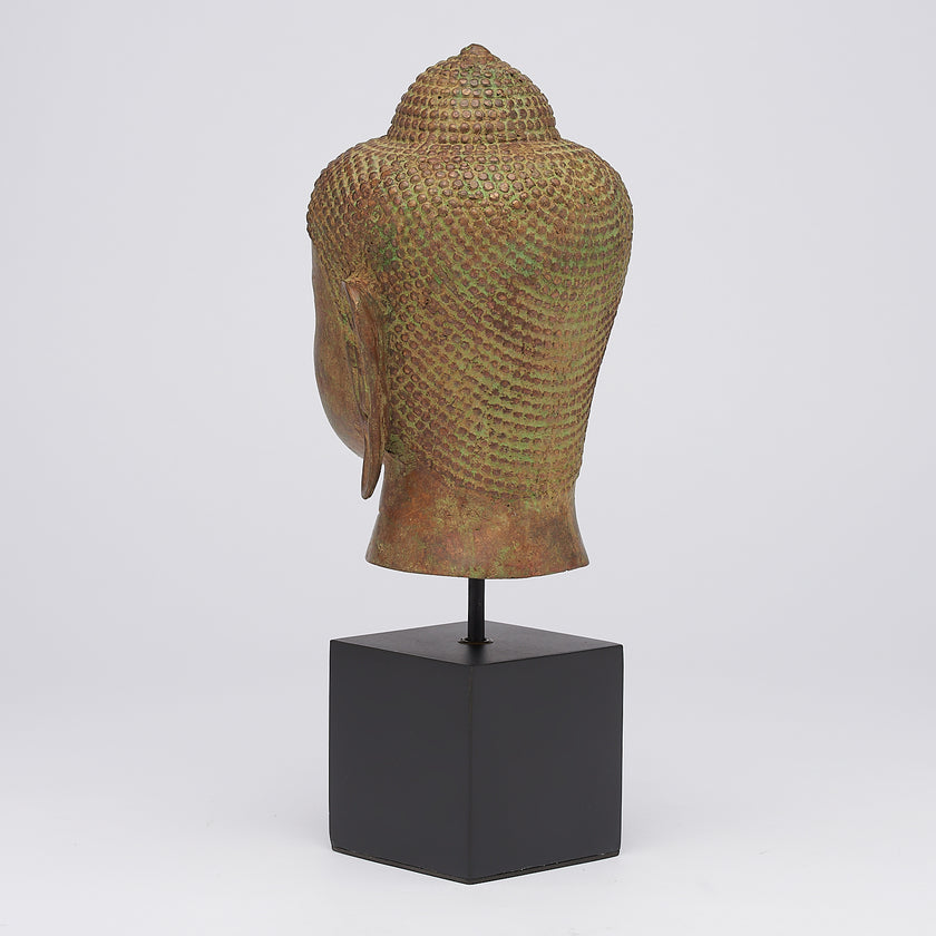 Buddha on stand old Patinated Bronze