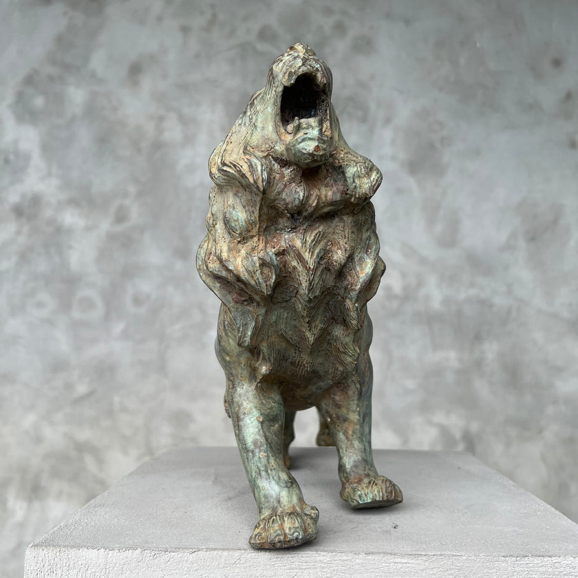 Lion Roaring Patinated Bronze - Large