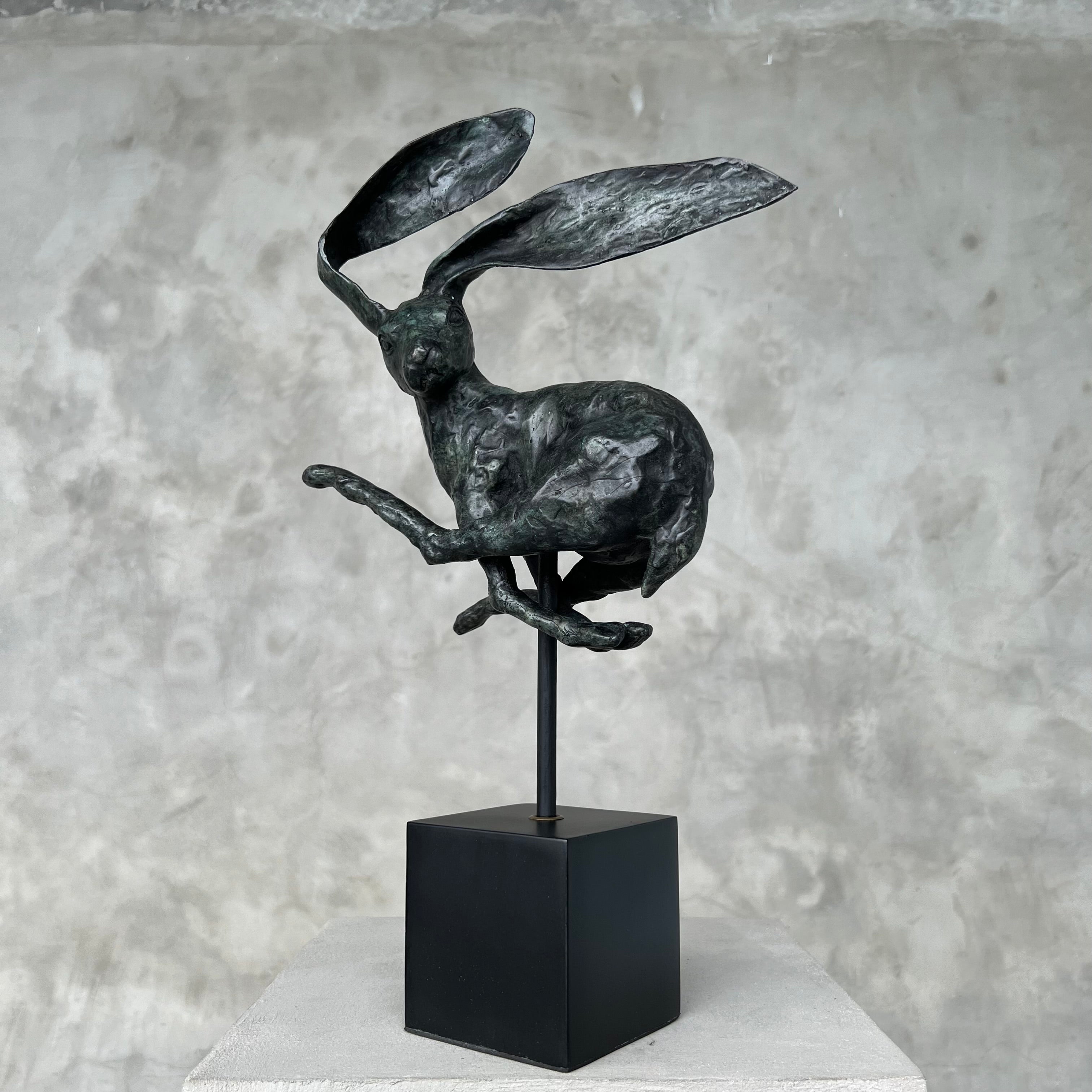 Rabbit Patinated Bronze on Stand