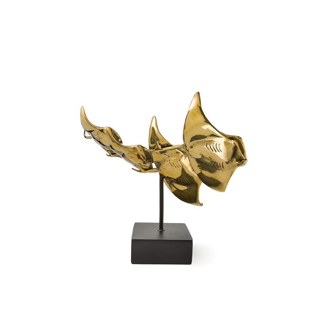 Manta Ray Family 4 Polished Bronze