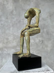 Abstract Man Contemplative Sculpture Patinated Bronze on a Base - M