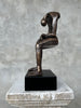 Abstract Man Contemplative Sculpture Brown Bronze on a Base - M