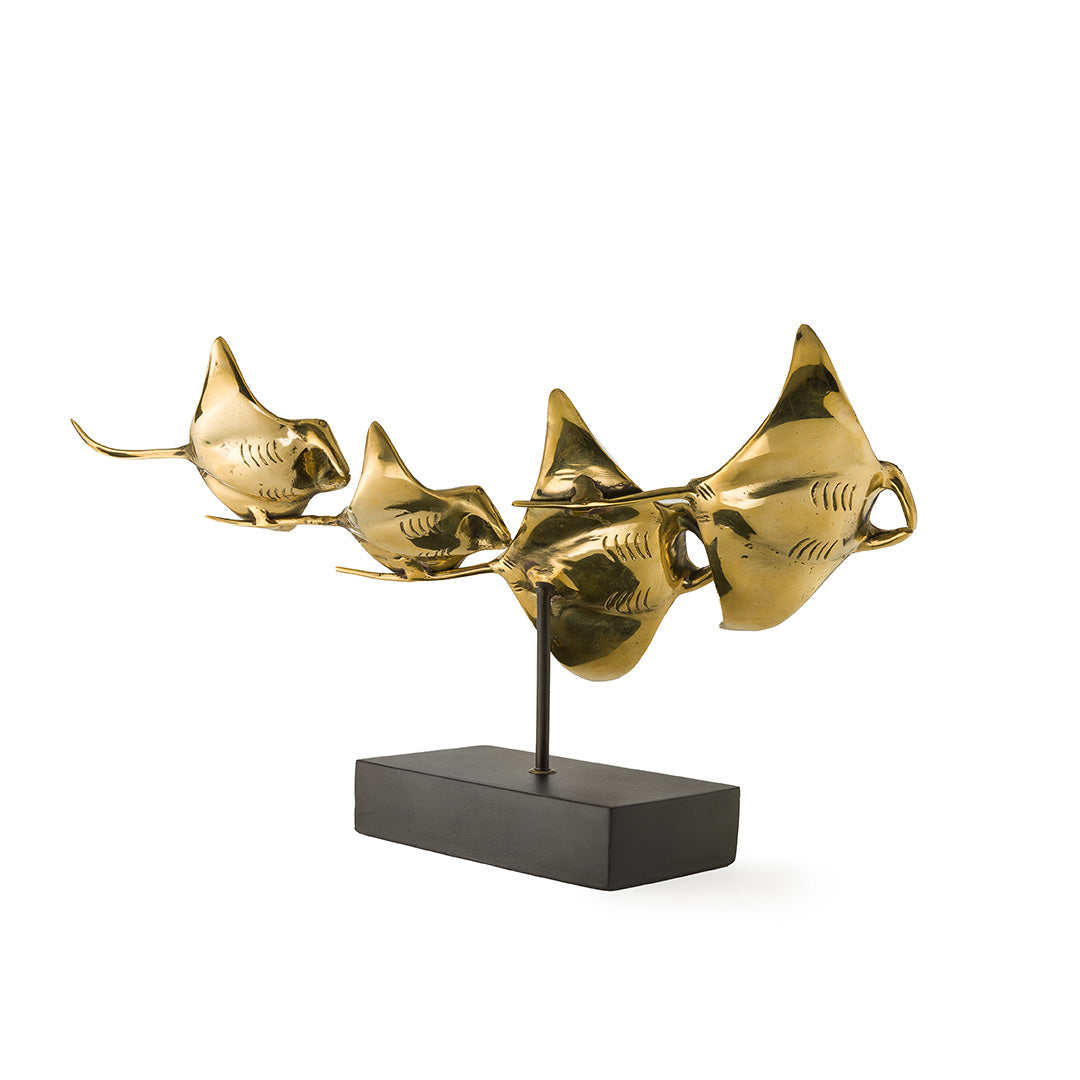 Manta Ray Family 4 Polished Bronze