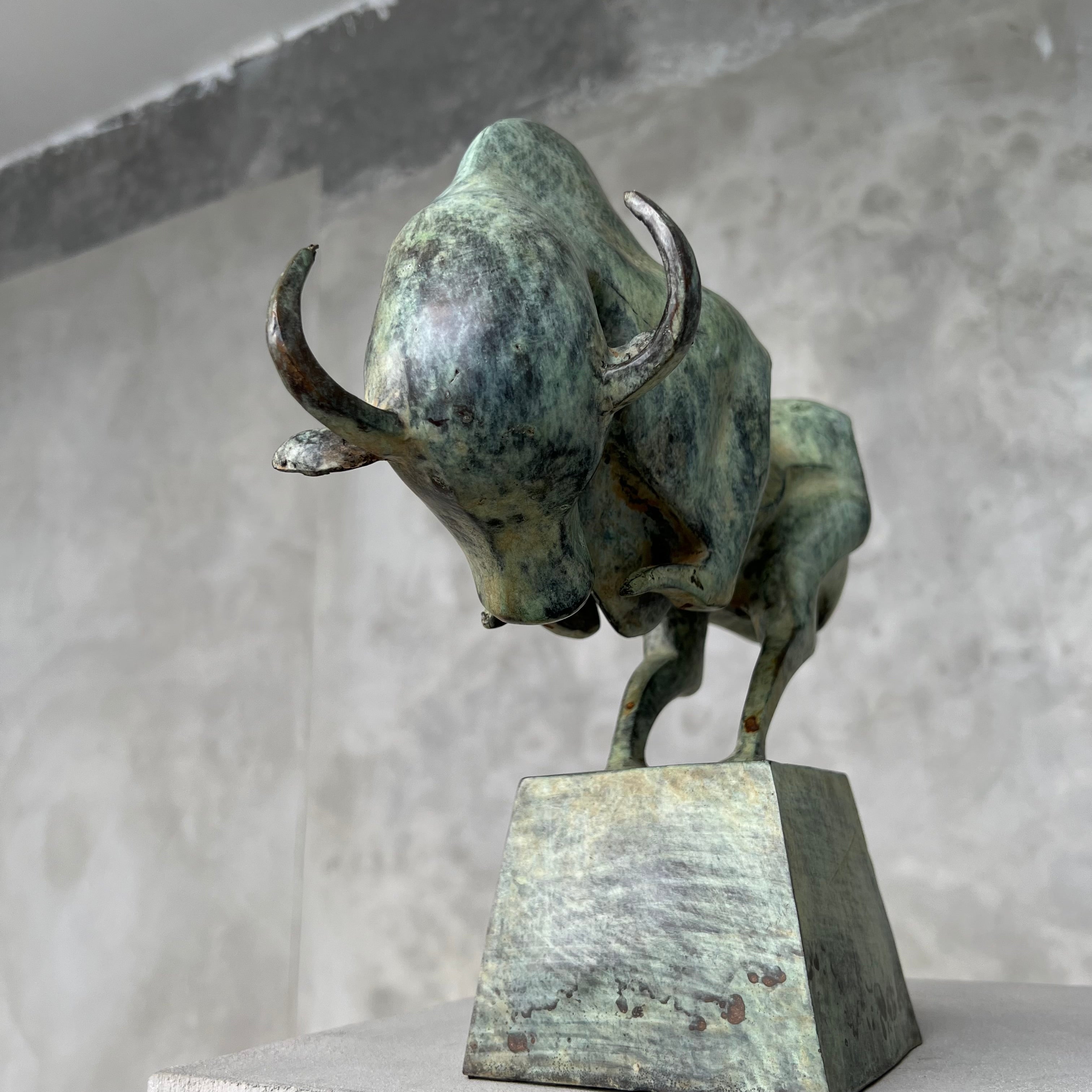 Bull Cubist Patinated (Green)