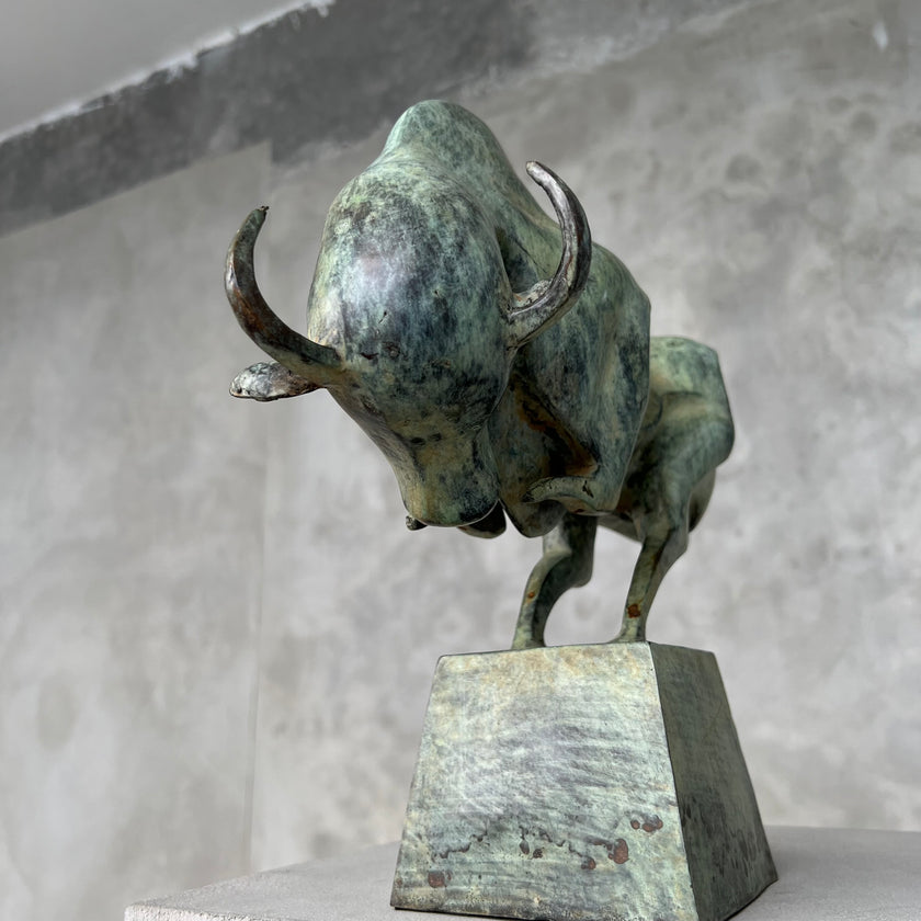 Bull Cubist Patinated (Green)