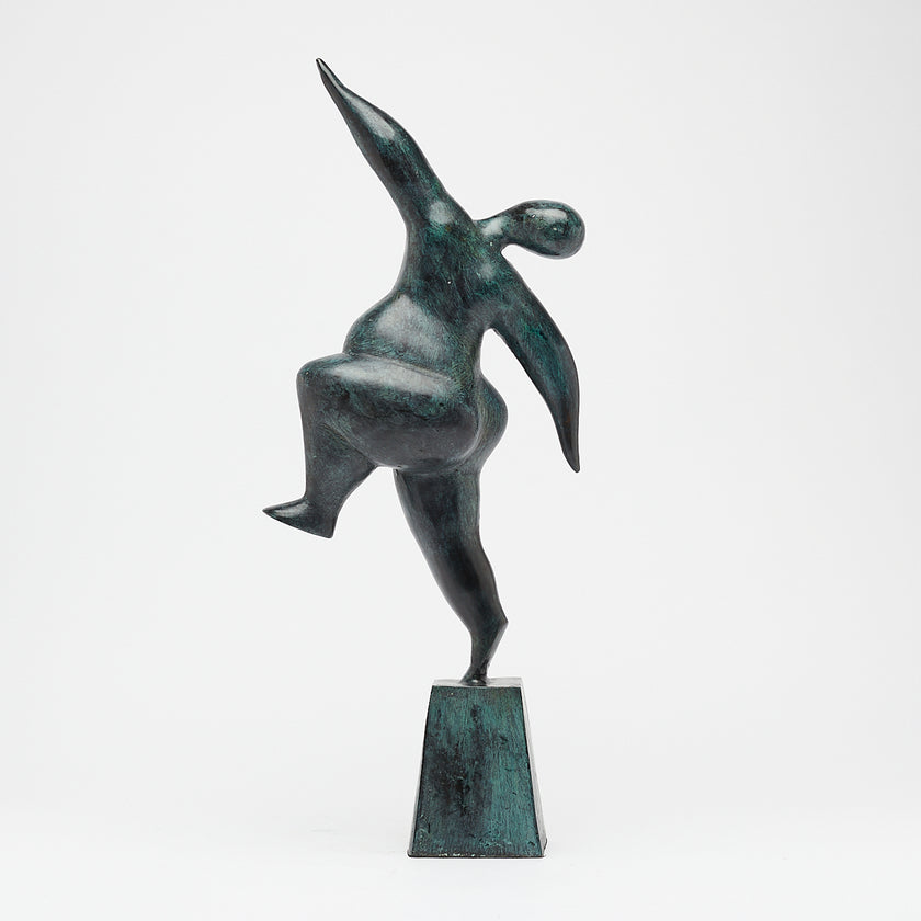 Voluptuous Lady Stretching Patinated Bronze