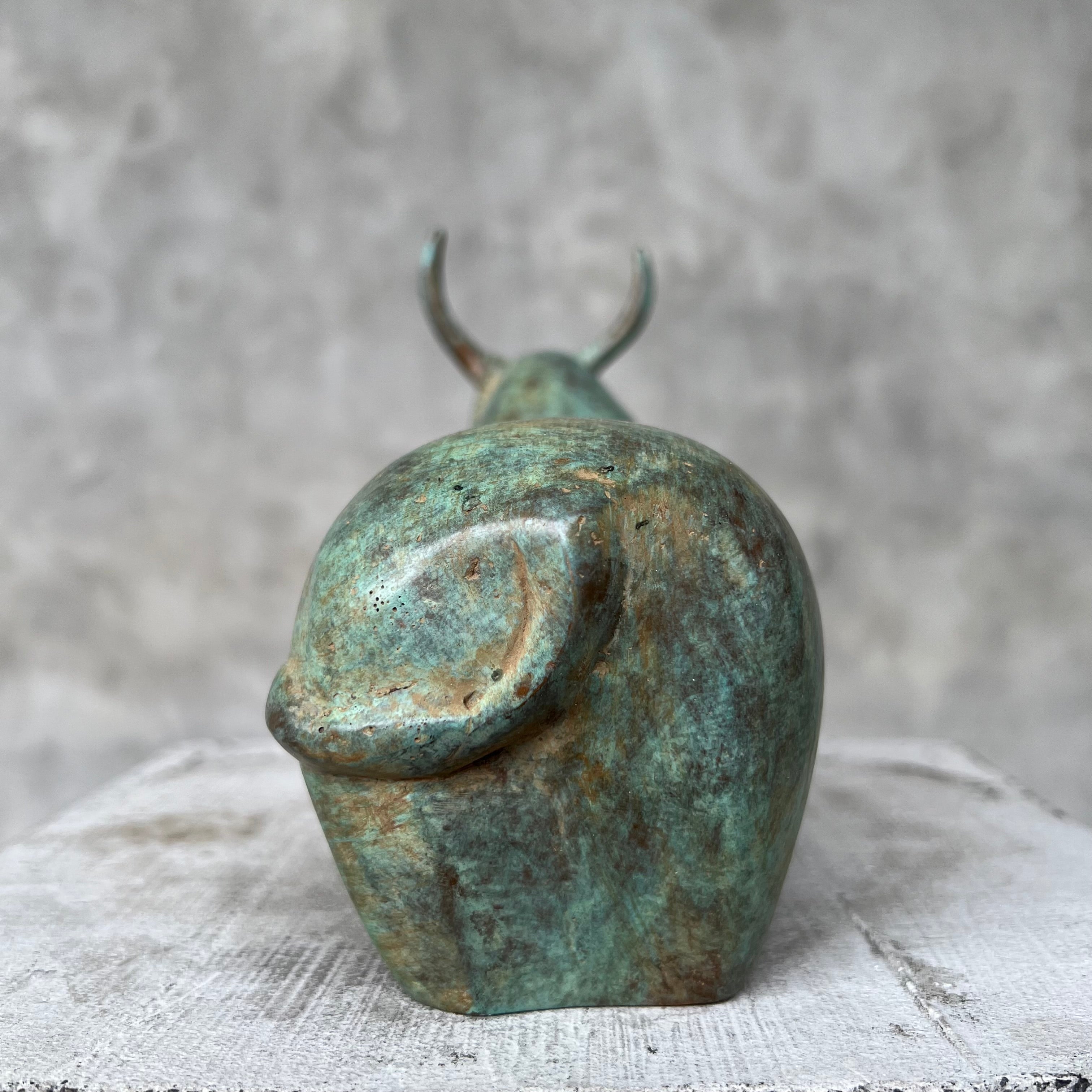 Heavy Bronze Bull Small Green Patina