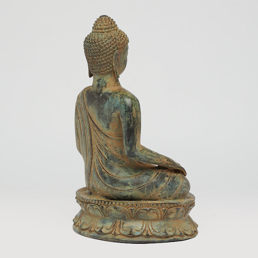 Buddha Bhumisparsa Mudra Patinated Bronze