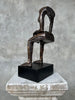 Abstract Man Contemplative Sculpture Brown Bronze on a Base - M