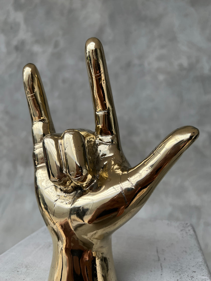 Hand I Love You Polished Brass