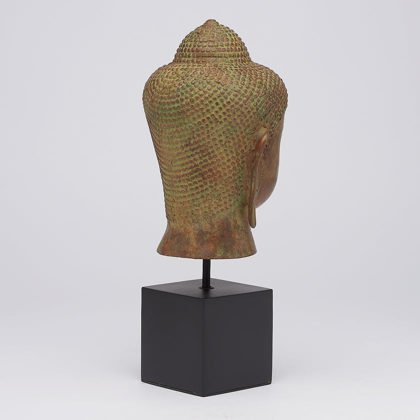 Buddha on stand old Patinated Bronze