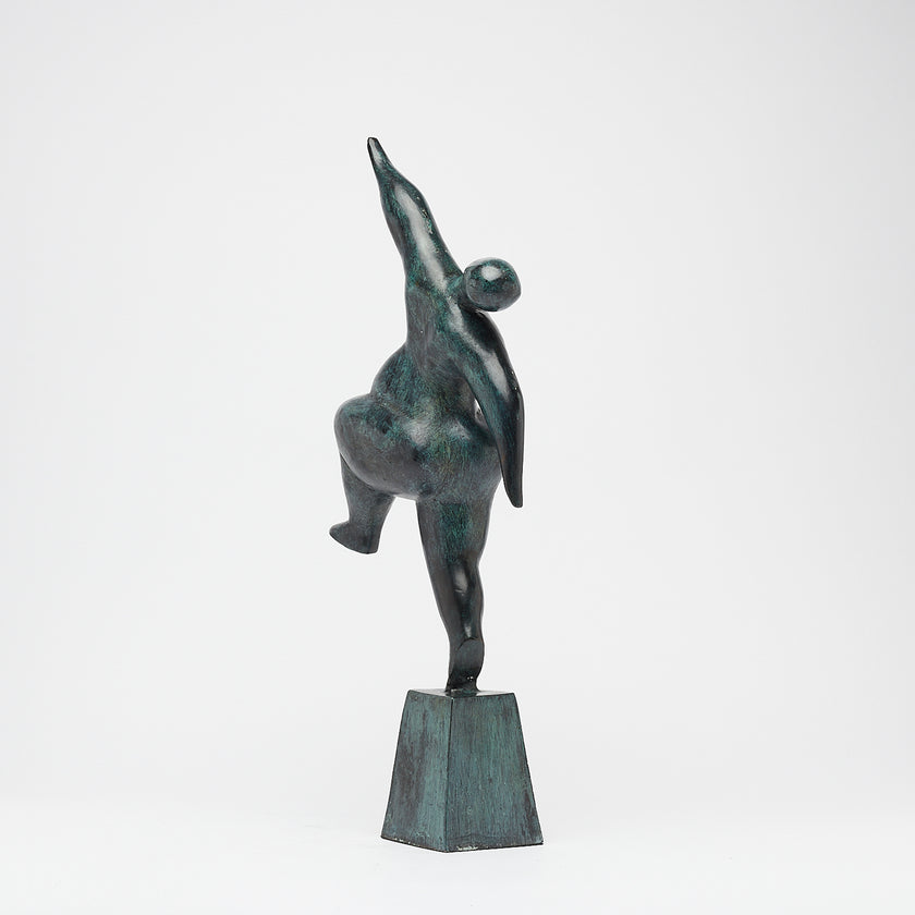 Voluptuous Lady Stretching Patinated Bronze