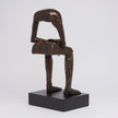 Abstract Man Contemplative Sculpture Brown Bronze - Large