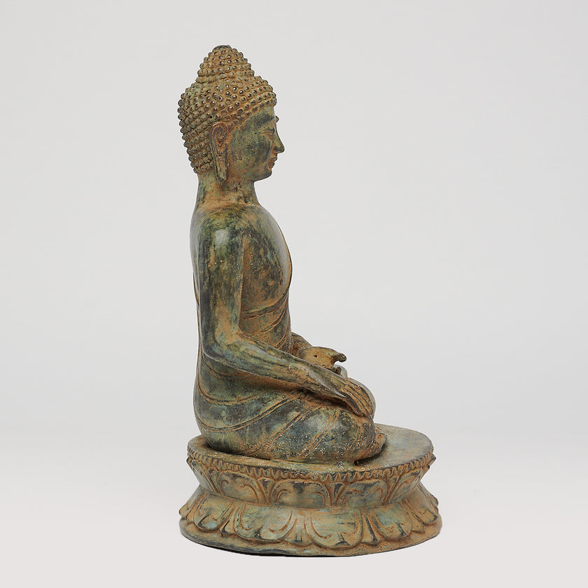 Buddha Bhumisparsa Mudra Patinated Bronze
