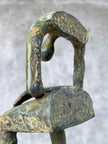 Abstract Man Contemplative Sculpture Patinated Bronze - Large