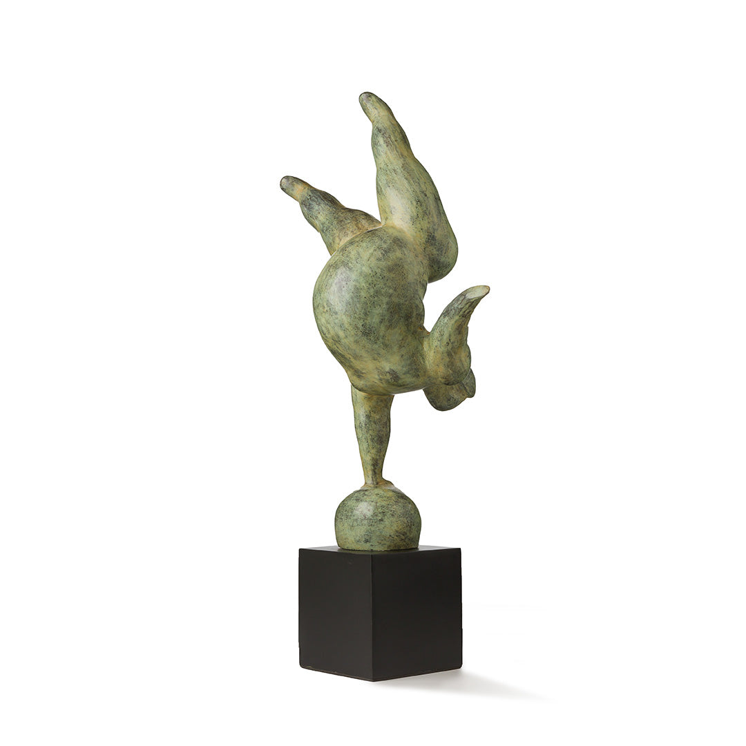 Voluptuous Lady Handstand Patinated Bronze