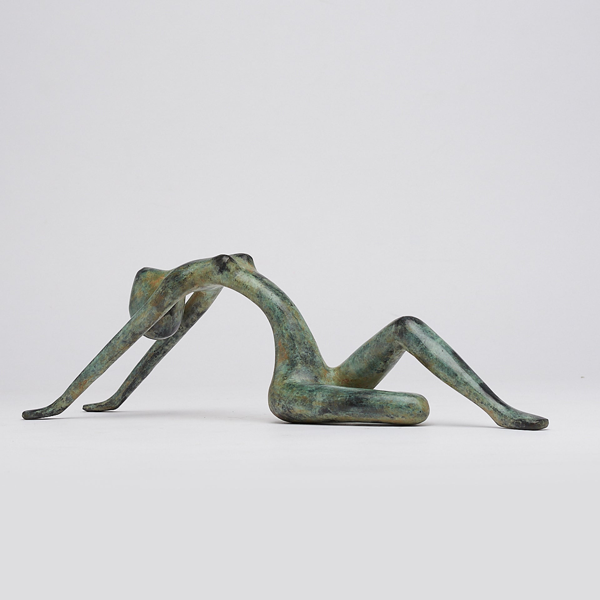 Lady Stretching old Green Patinated - Large