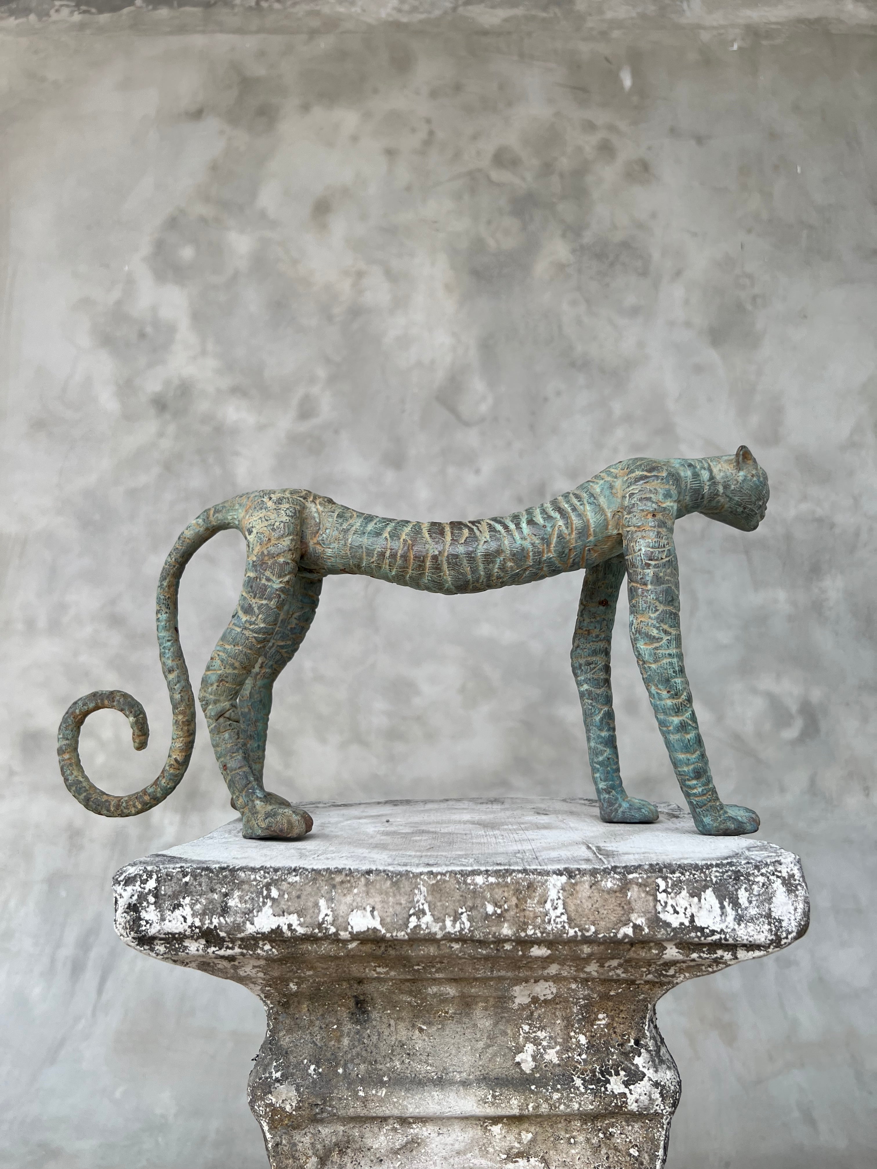 Cheetah Statue Patinated Bronze