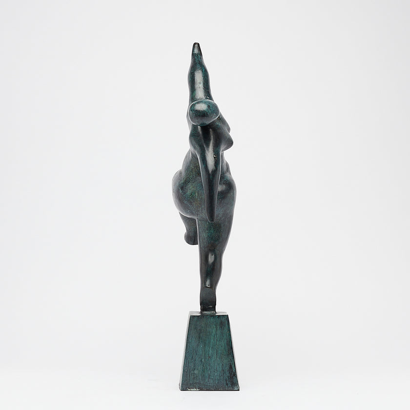 Voluptuous Lady Stretching Patinated Bronze