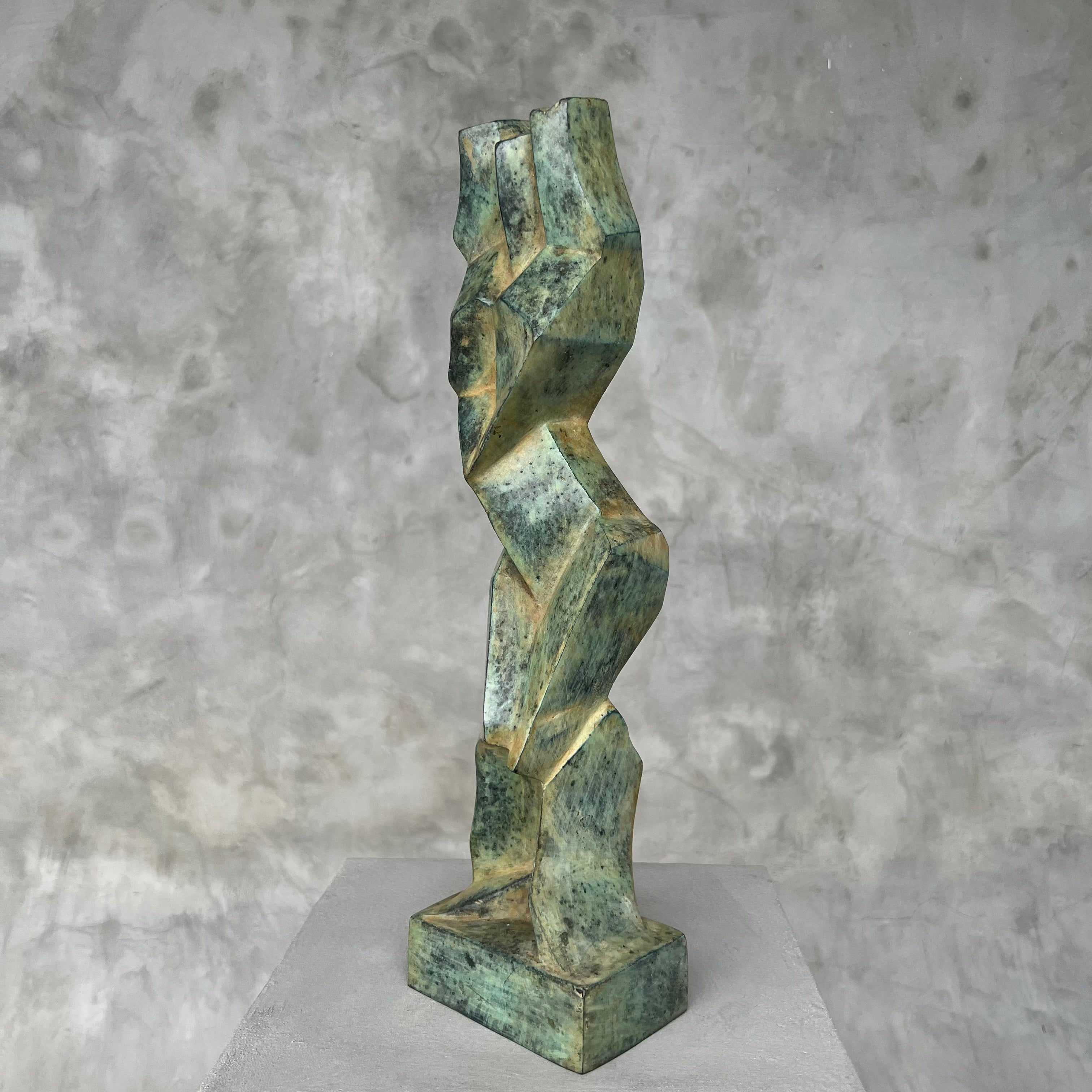 Lady Cubist Patinated Bronze Textured