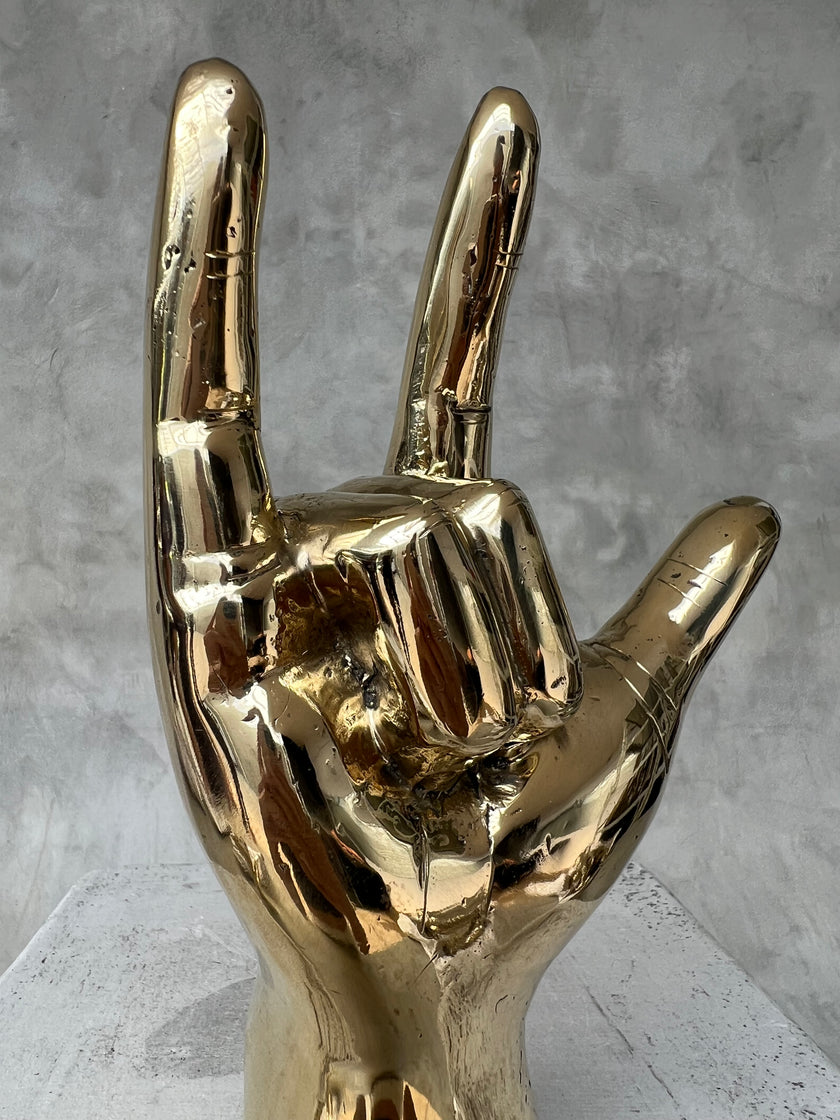 Hand I Love You Polished Brass