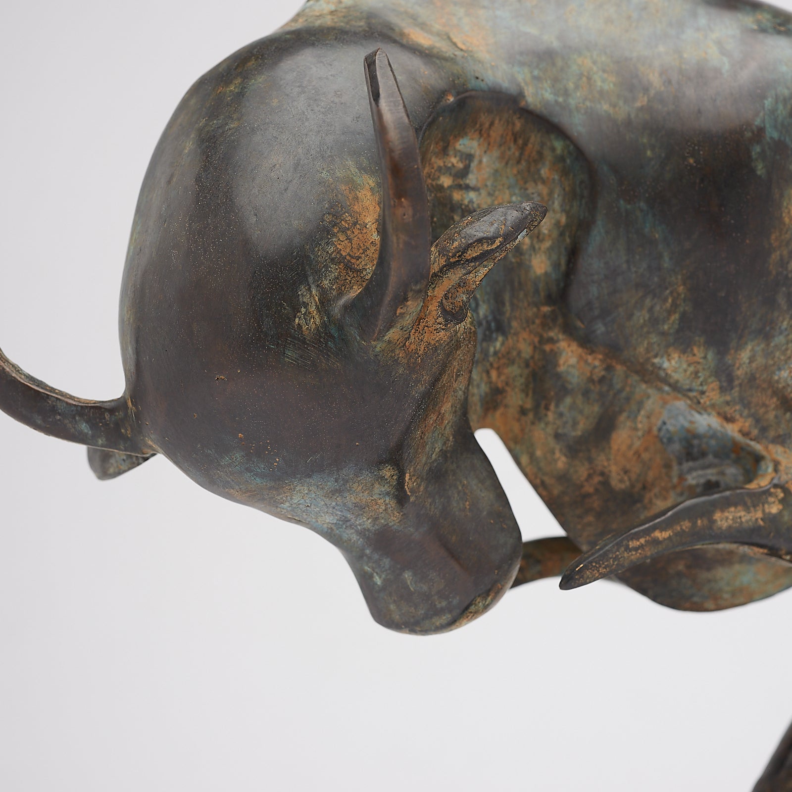 Cubist Bull Dark Rusty Patinated on a Base Large