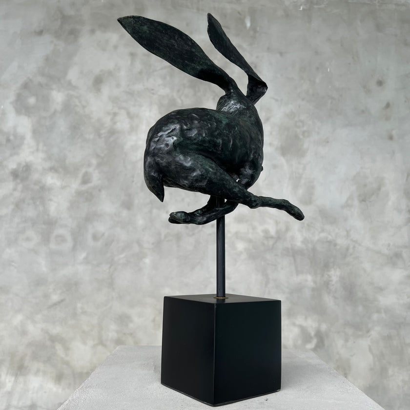 Rabbit Patinated Bronze on Stand
