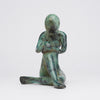 Lady Sitting Old Patinated Bronze