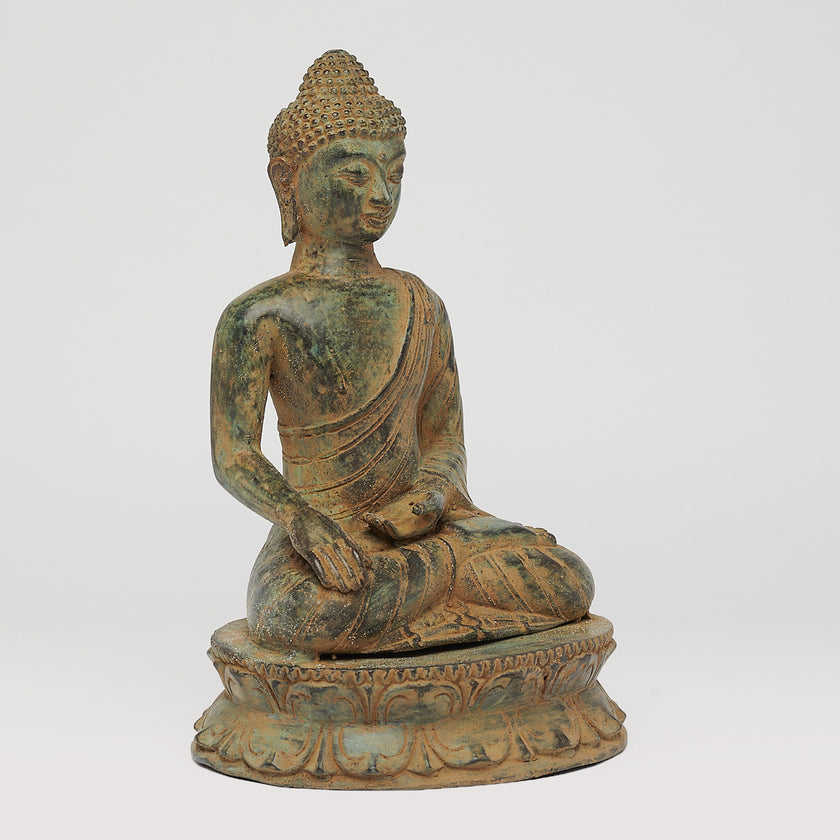 Buddha Bhumisparsa Mudra Patinated Bronze