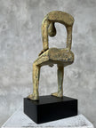 Abstract Man Contemplative Sculpture Patinated Bronze on a Base - M