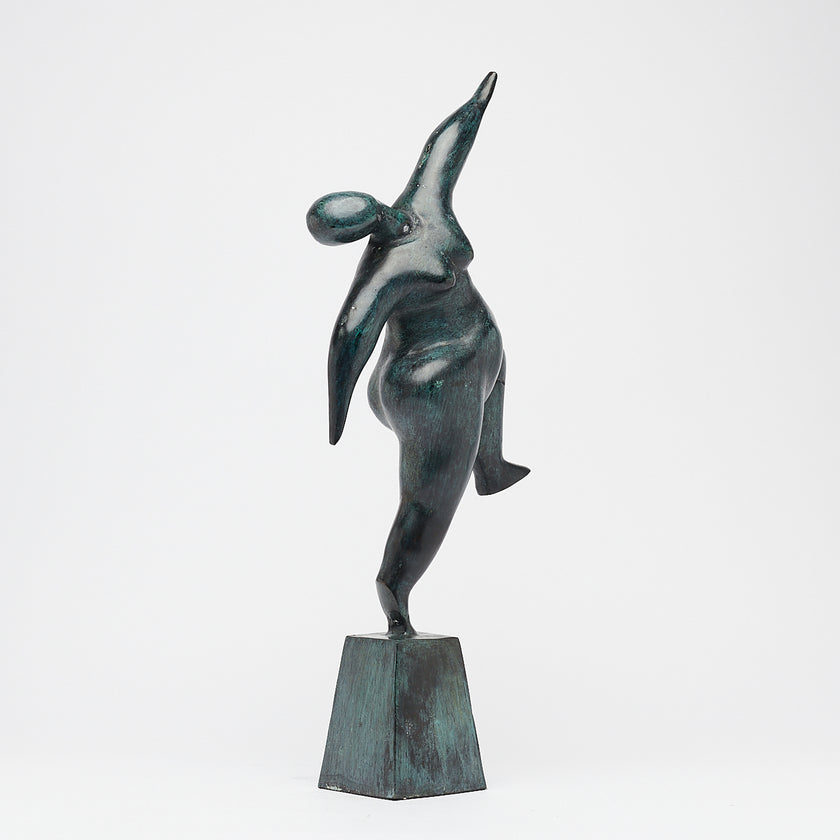 Voluptuous Lady Stretching Patinated Bronze
