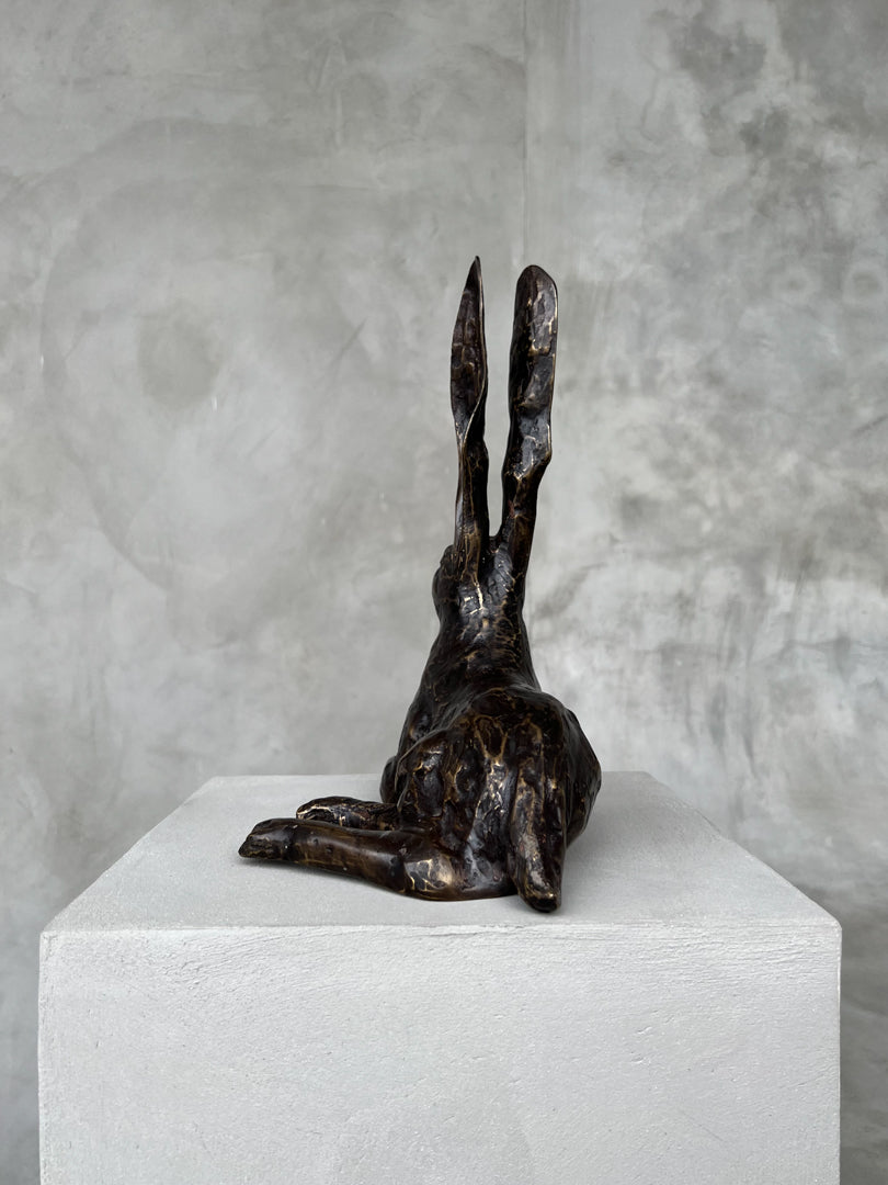 Hare Sculpture Patinated Bronze