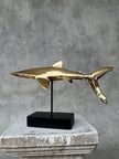 Great White Shart Polished Bronze on Stand