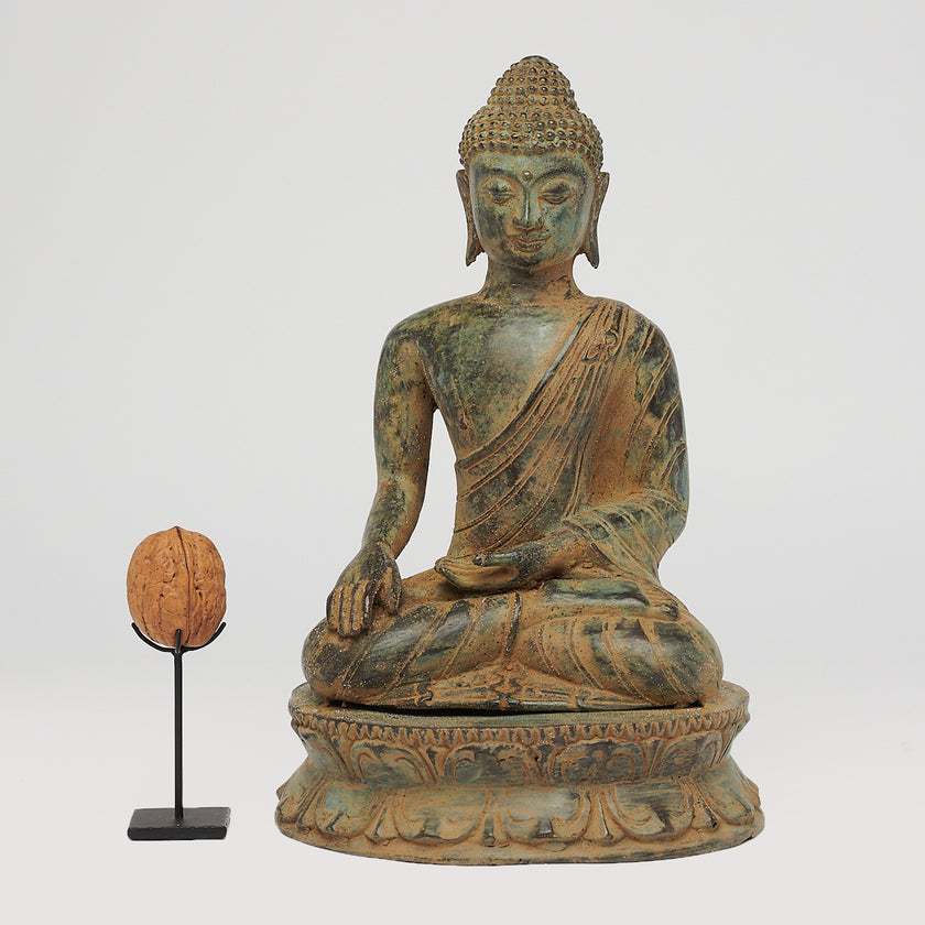 Buddha Bhumisparsa Mudra Patinated Bronze