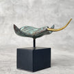 Mantaray on stand Patinated with polished accents Small