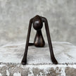 Stretching Lady Bronze Sculpture Blue Patinated