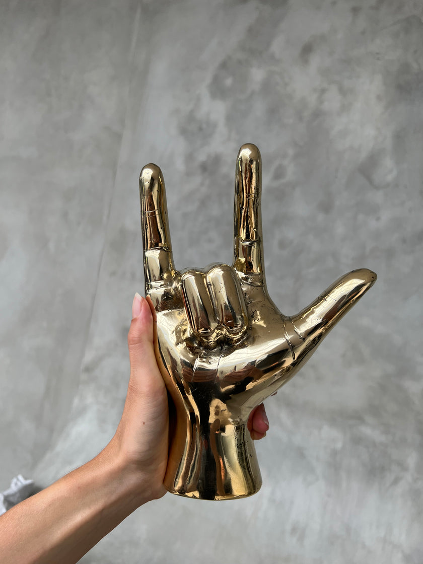 Hand I Love You Polished Brass
