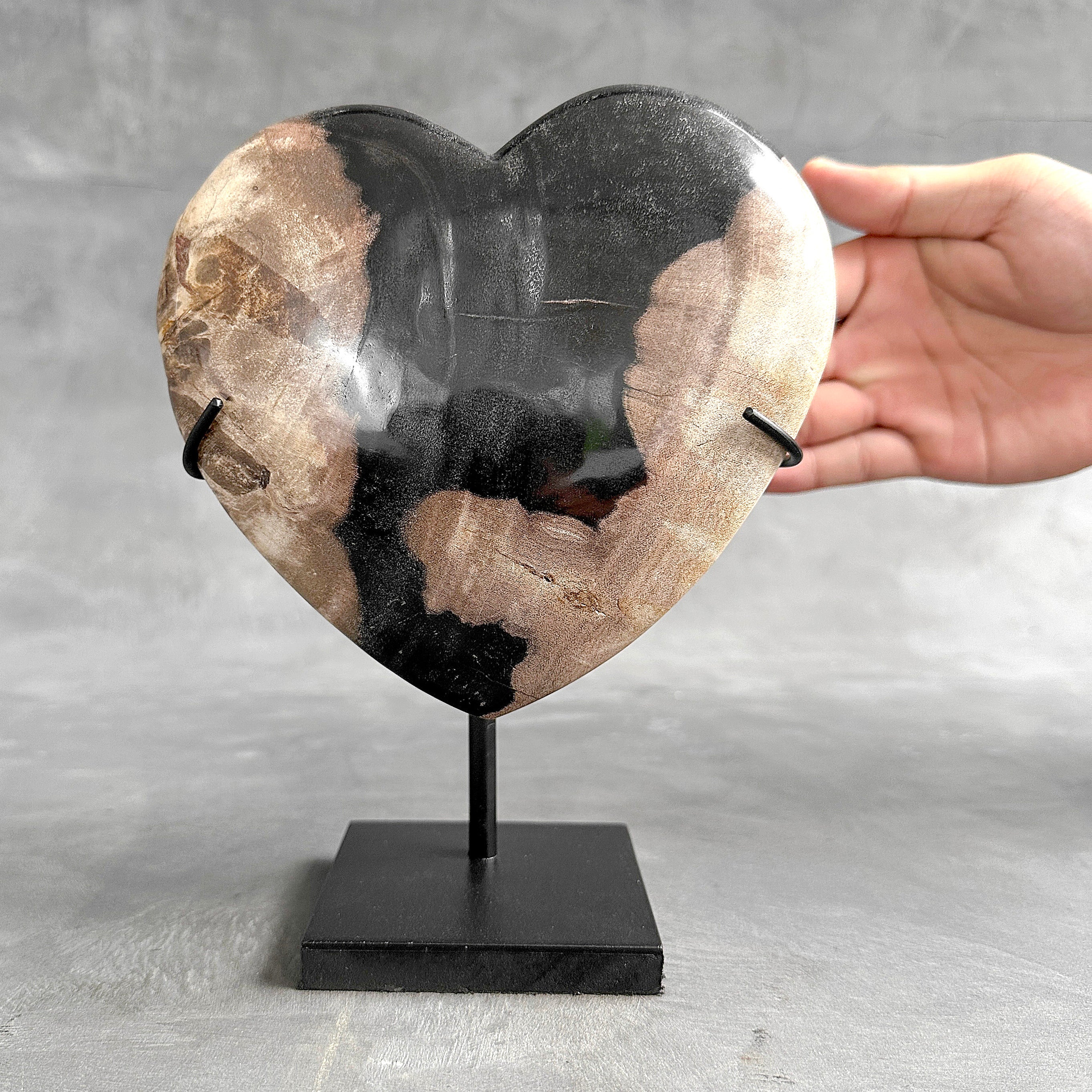 Wonderful Petrified Wood Heart-Shaped on a Custom Stand PWH/23/541