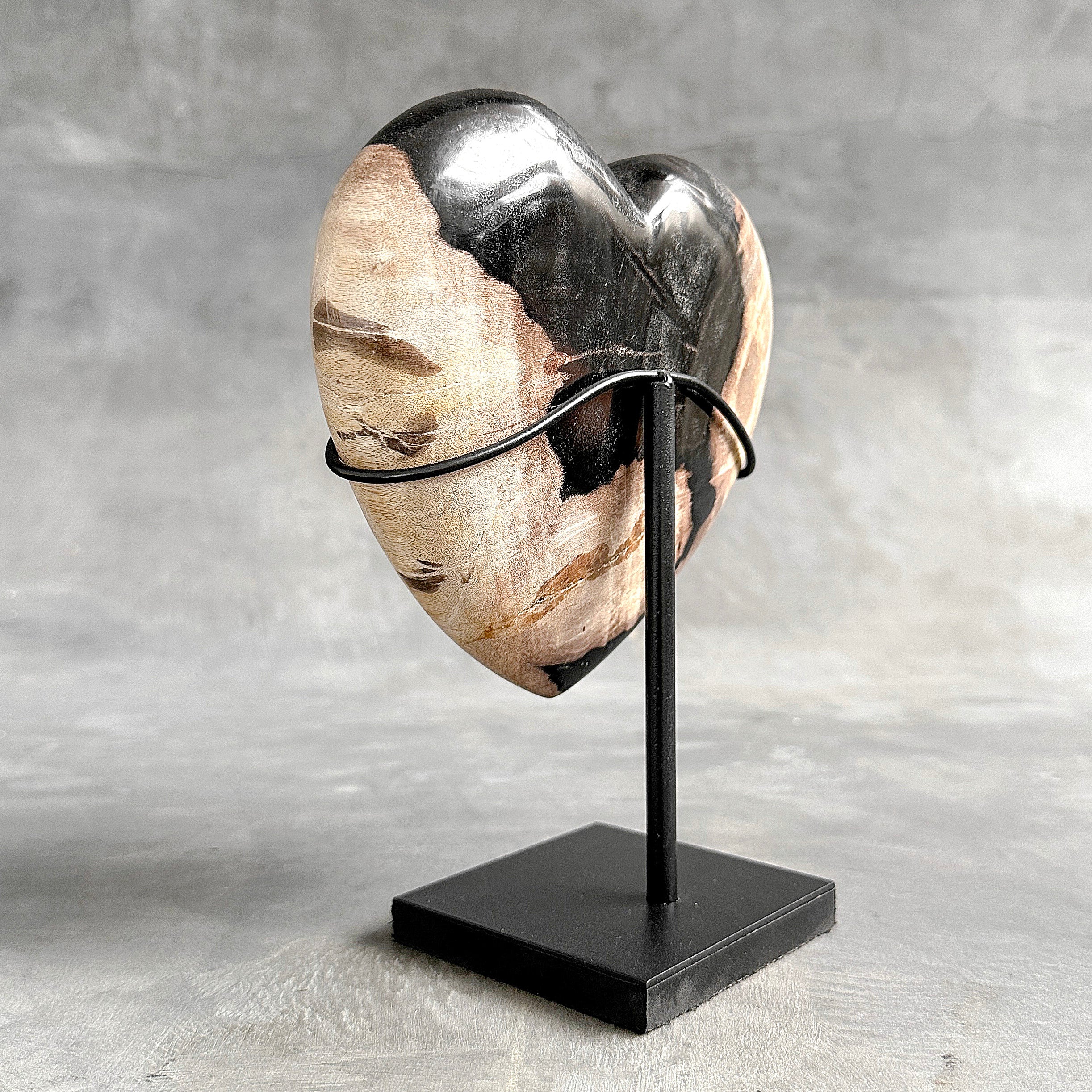 Wonderful Petrified Wood Heart-Shaped on a Custom Stand PWH/23/541