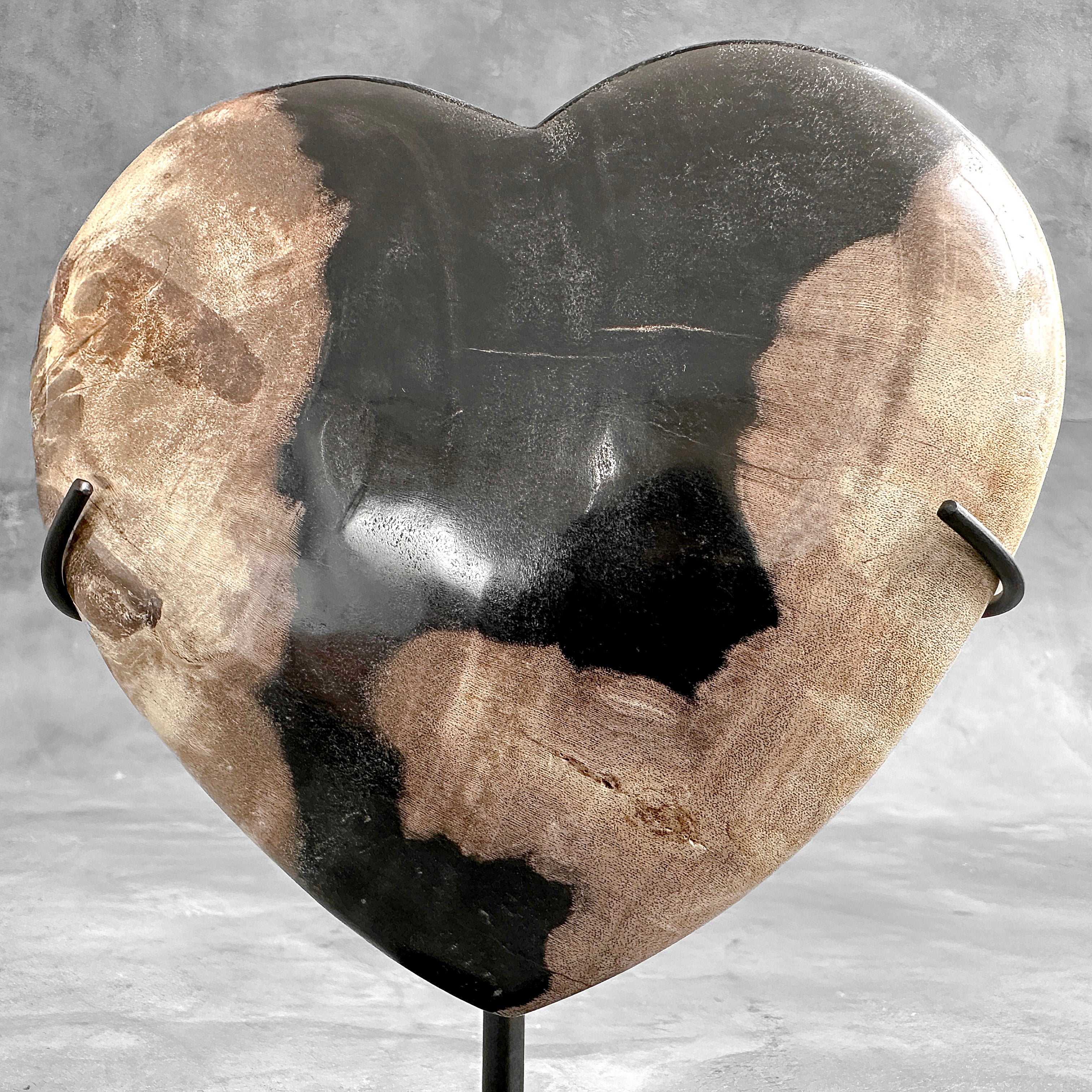 Wonderful Petrified Wood Heart-Shaped on a Custom Stand PWH/23/541