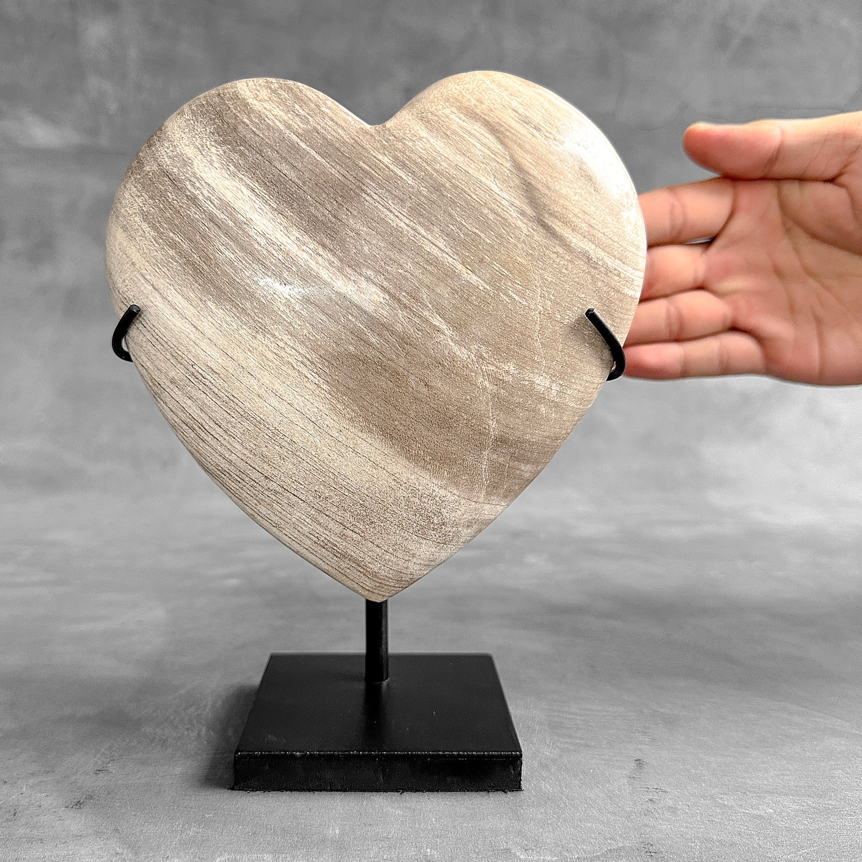 Wonderful Petrified Wood Heart-Shaped on a Custom Stand PWH/23/542