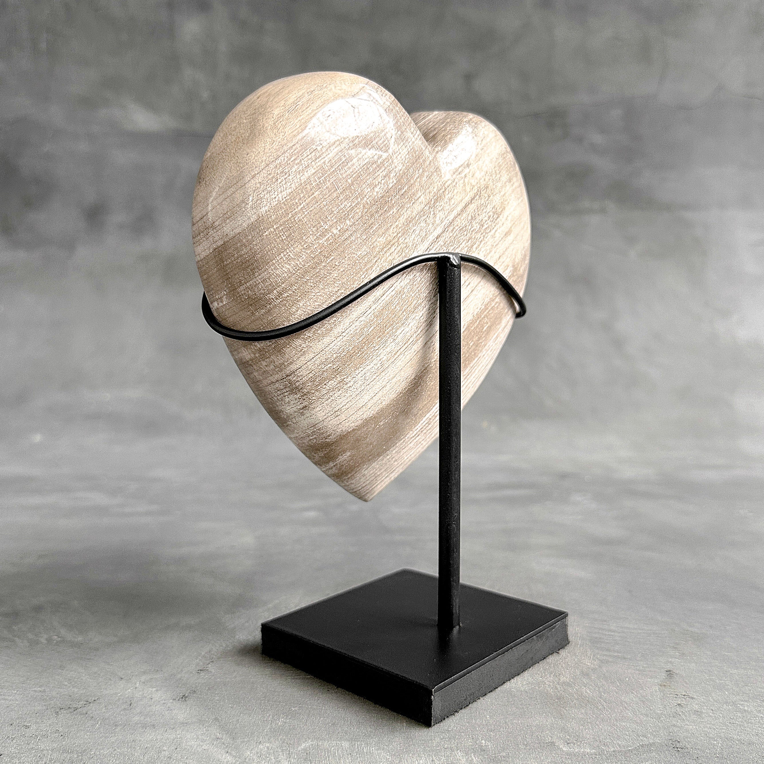 Wonderful Petrified Wood Heart-Shaped on a Custom Stand PWH/23/542