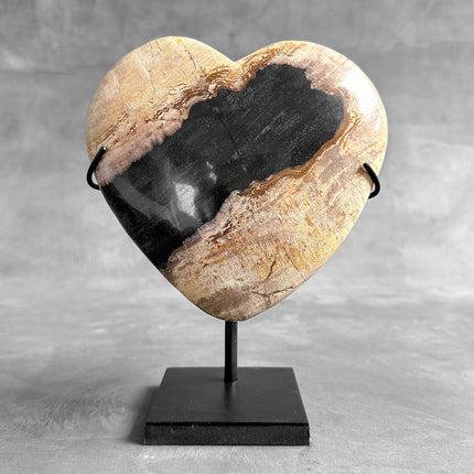 Wonderful Petrified Wood Heart-Shaped on a Custom Stand PWH/23/544