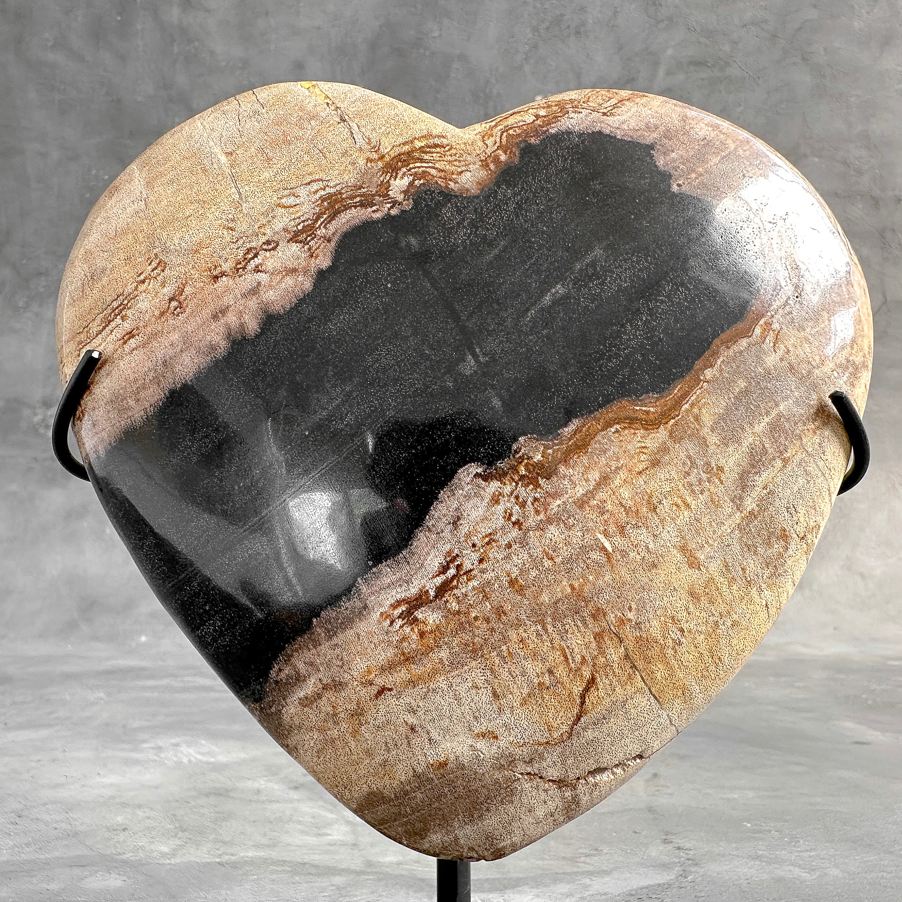 Wonderful Petrified Wood Heart-Shaped on a Custom Stand PWH/23/544