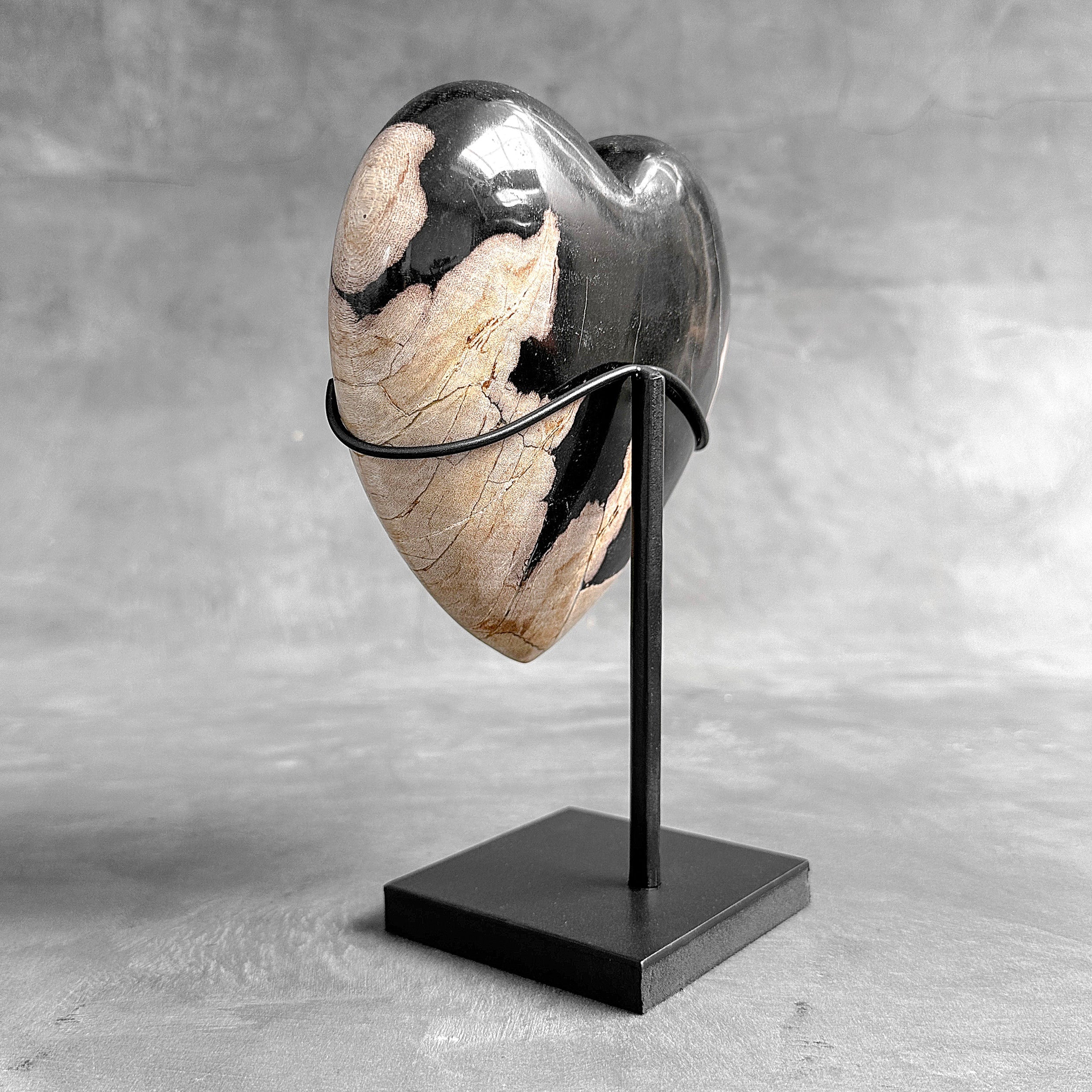 Wonderful Petrified Wood Heart-Shaped on a Custom Stand PWH/23/546