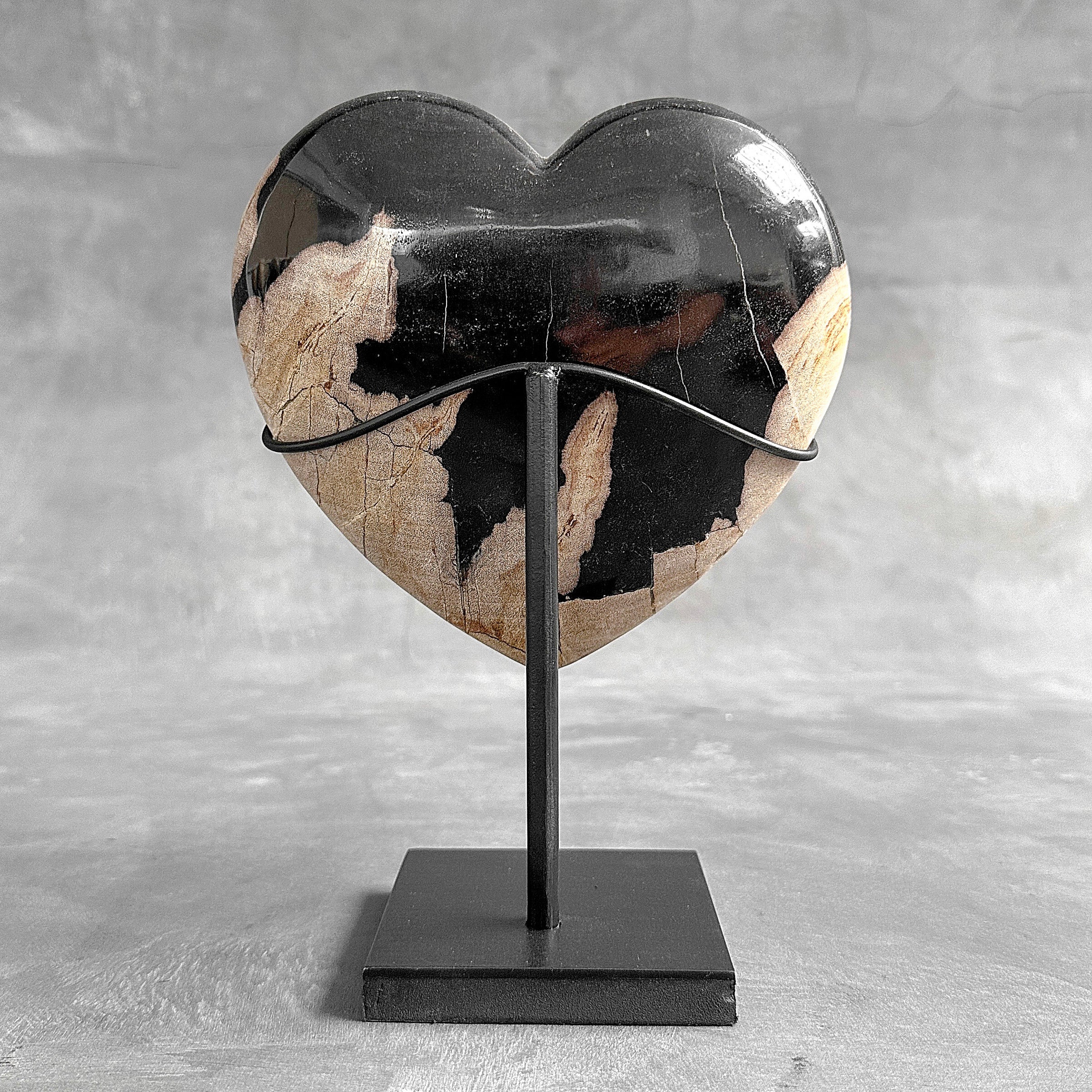 Wonderful Petrified Wood Heart-Shaped on a Custom Stand PWH/23/546