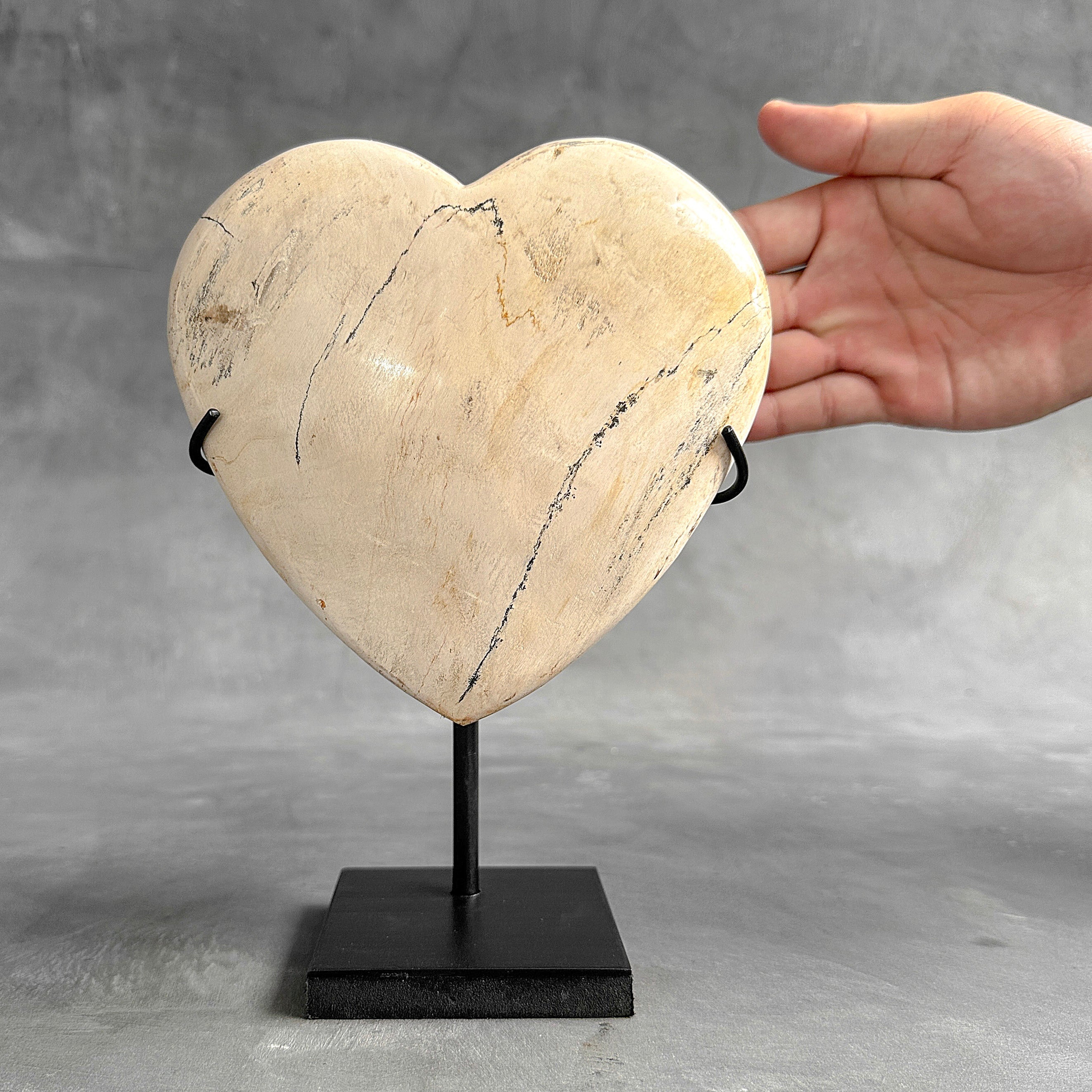 Wonderful Petrified Wood Heart-Shaped on a Custom Stand PWH/23/548