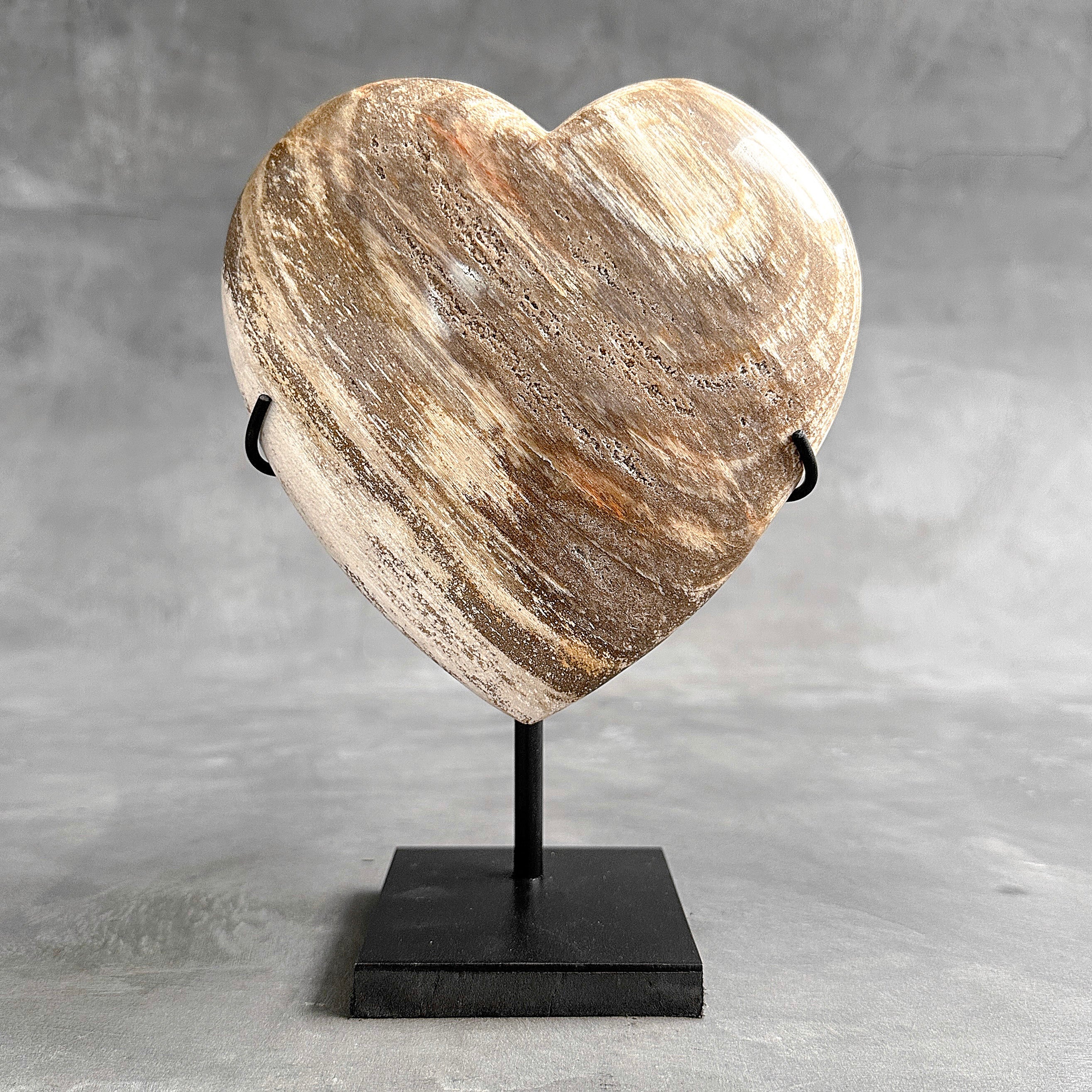 Wonderful Petrified Wood Heart-Shaped on a Custom Stand PWH/23/551