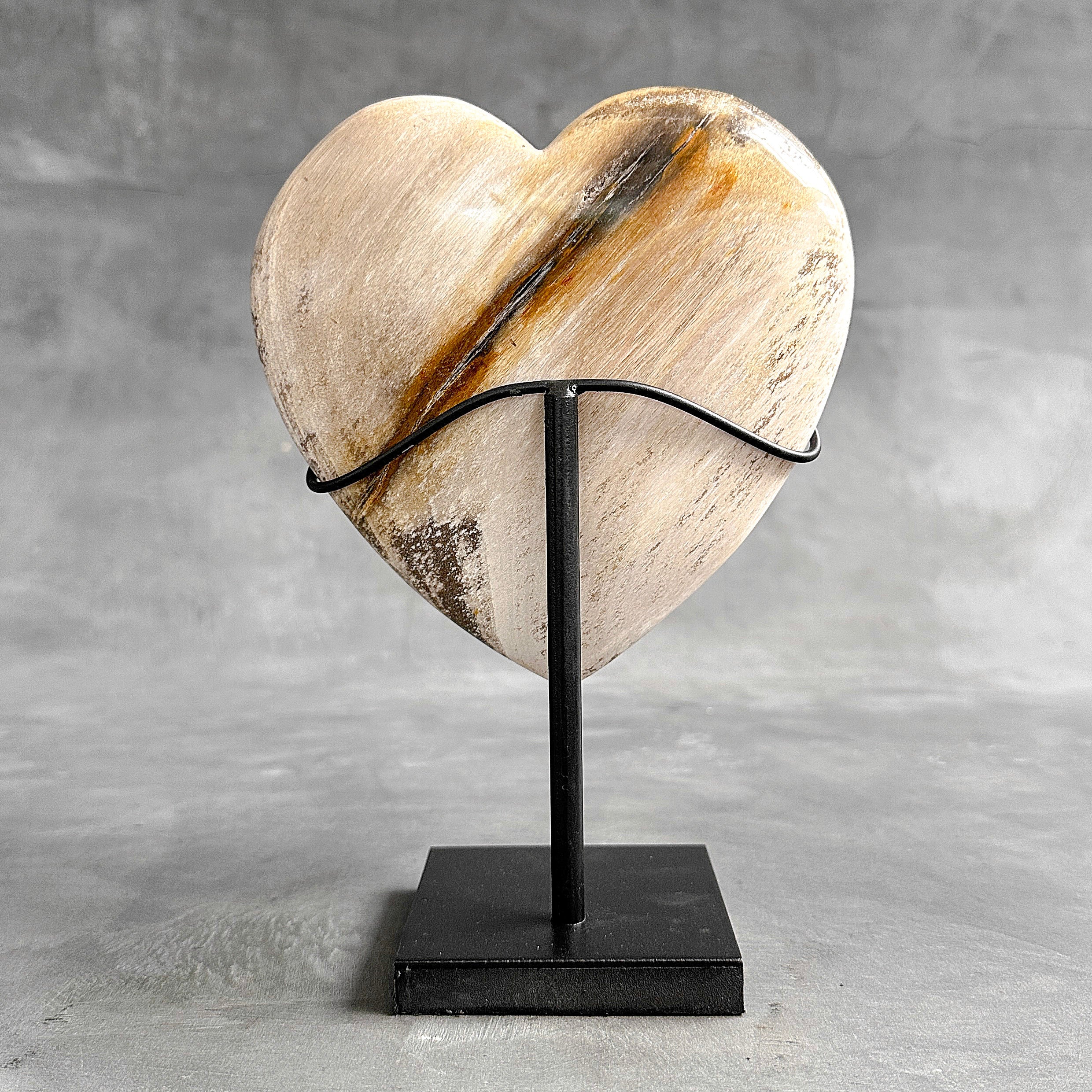 Wonderful Petrified Wood Heart-Shaped on a Custom Stand PWH/23/551